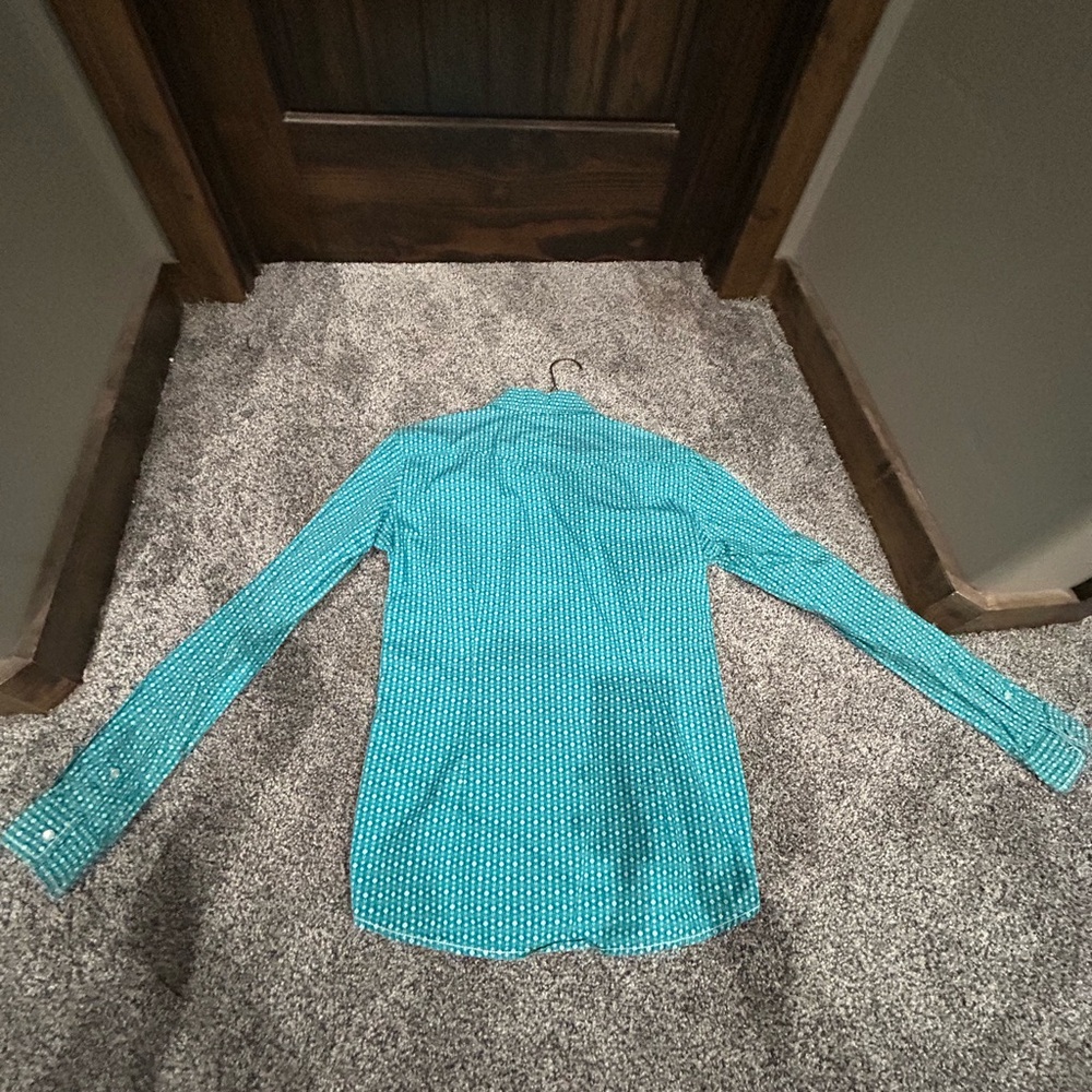 Turquoise Checkered Button Down Shirt - image 2